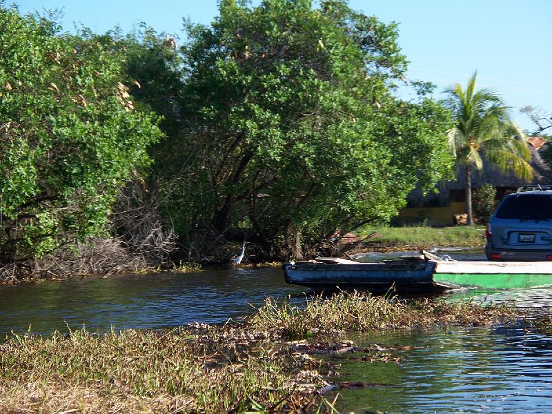 100_3282.jpg - Not a great photo but I tried to catch here that some people take their cars.  We decided to leave ours and just ride a small boat over.We found the boat ride more interesting than the hotels and scenrey in Monterrico though. 